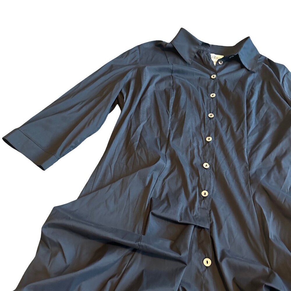 Joseph Ribkoff Black Button-Down Dress Gathered Stretch Classic Size 10 Women's - Picture 5 of 11